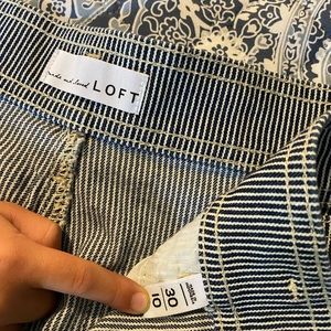 Loft, high waist denim striped shorts, size 30/10